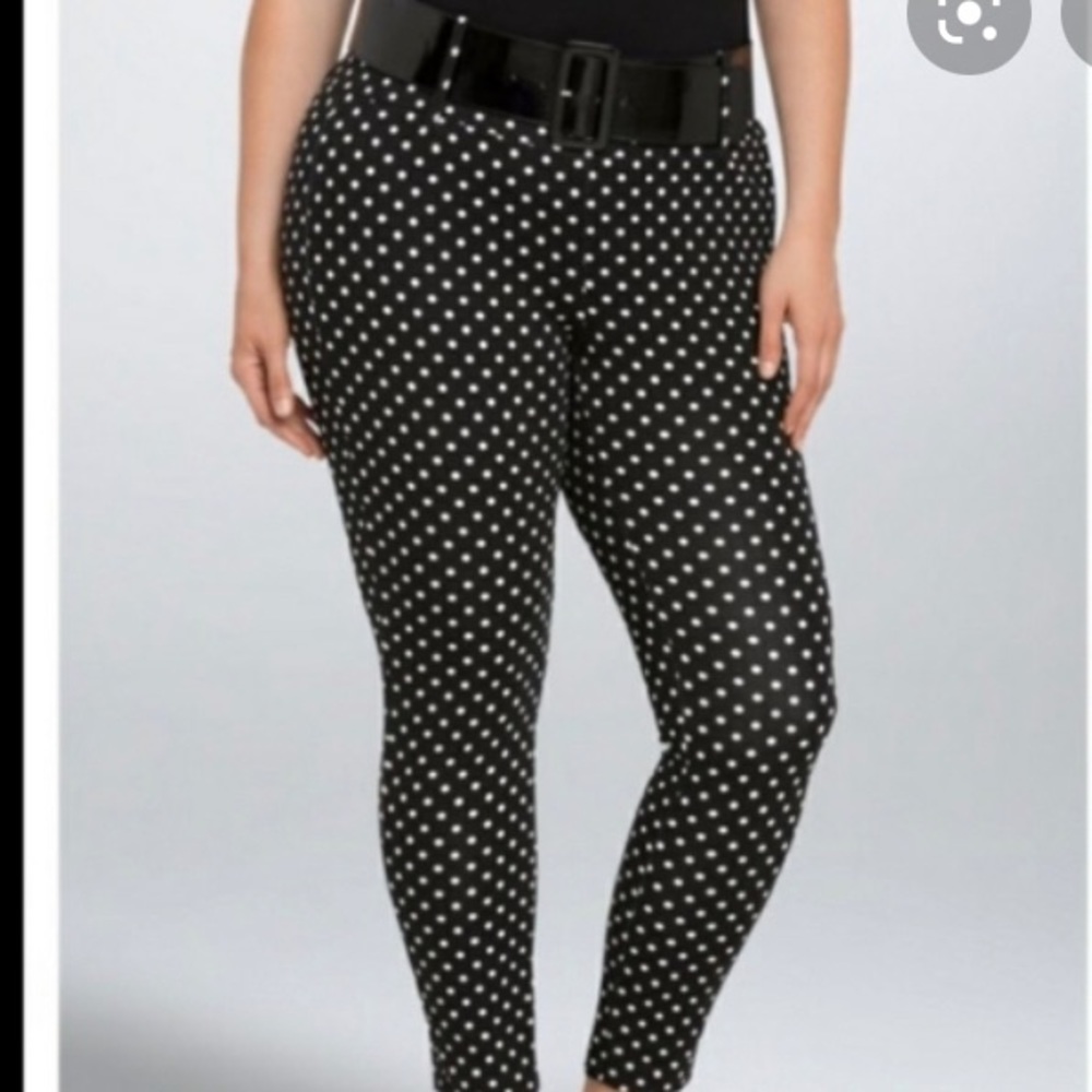 Torrid black with white polkadots stretch pants 3